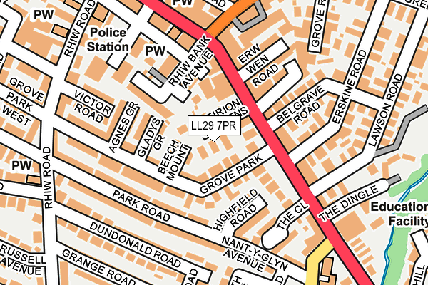 LL29 7PR map - OS OpenMap – Local (Ordnance Survey)