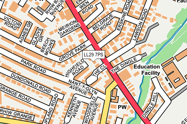 LL29 7PS map - OS OpenMap – Local (Ordnance Survey)