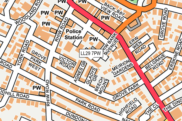 LL29 7PW map - OS OpenMap – Local (Ordnance Survey)
