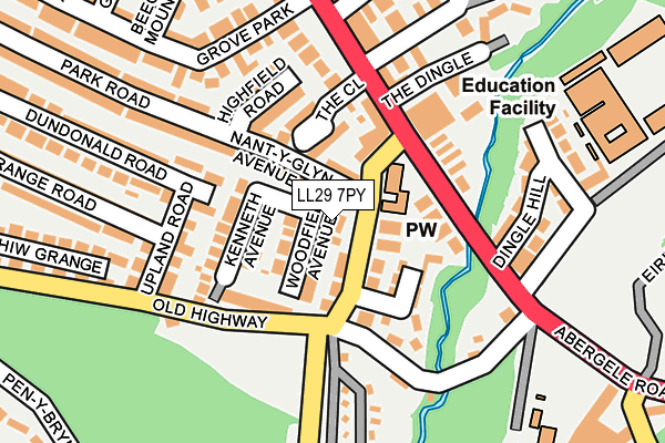 LL29 7PY map - OS OpenMap – Local (Ordnance Survey)