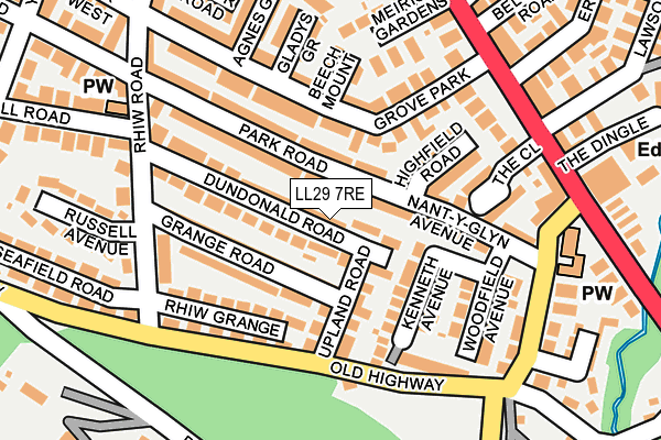 LL29 7RE map - OS OpenMap – Local (Ordnance Survey)