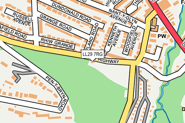LL29 7RG map - OS OpenMap – Local (Ordnance Survey)