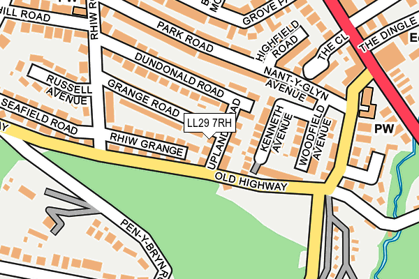 LL29 7RH map - OS OpenMap – Local (Ordnance Survey)