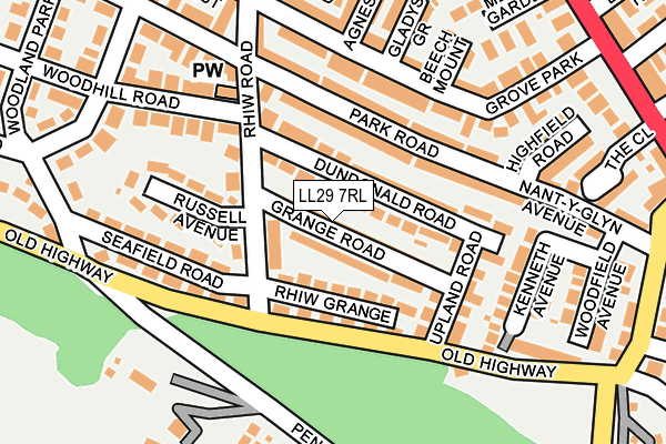 LL29 7RL map - OS OpenMap – Local (Ordnance Survey)
