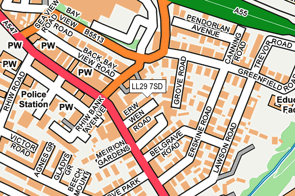 LL29 7SD map - OS OpenMap – Local (Ordnance Survey)