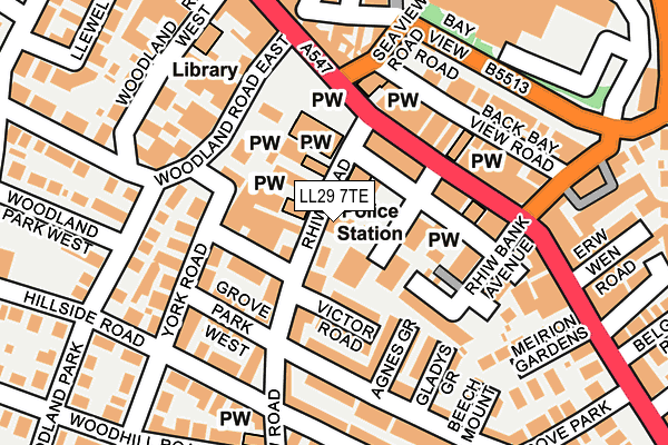 LL29 7TE map - OS OpenMap – Local (Ordnance Survey)