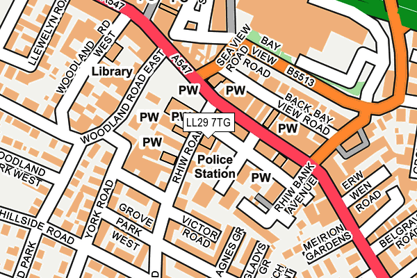 LL29 7TG map - OS OpenMap – Local (Ordnance Survey)