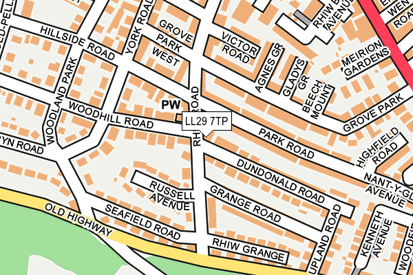LL29 7TP map - OS OpenMap – Local (Ordnance Survey)