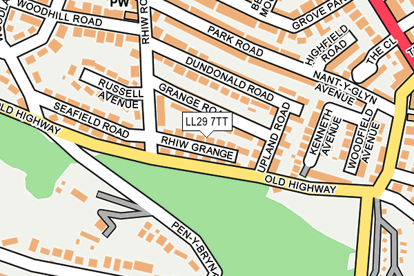 LL29 7TT map - OS OpenMap – Local (Ordnance Survey)