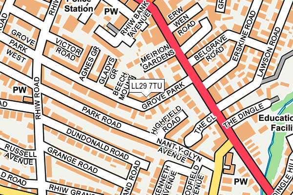 LL29 7TU map - OS OpenMap – Local (Ordnance Survey)