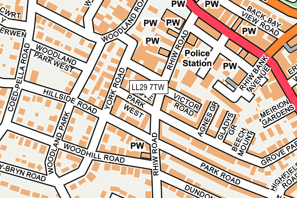 LL29 7TW map - OS OpenMap – Local (Ordnance Survey)