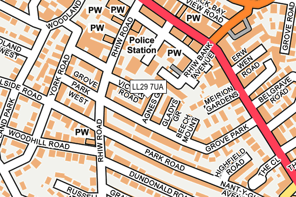 LL29 7UA map - OS OpenMap – Local (Ordnance Survey)