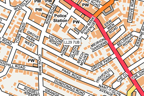 LL29 7UB map - OS OpenMap – Local (Ordnance Survey)