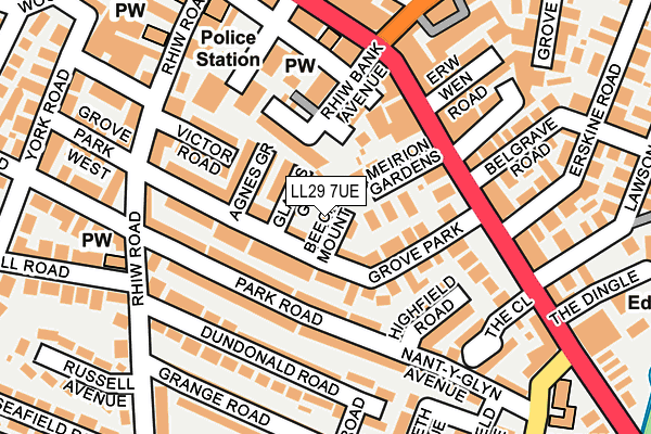 LL29 7UE map - OS OpenMap – Local (Ordnance Survey)