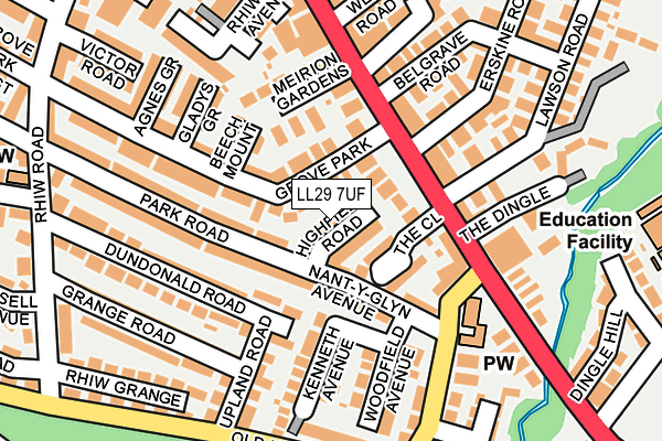 LL29 7UF map - OS OpenMap – Local (Ordnance Survey)