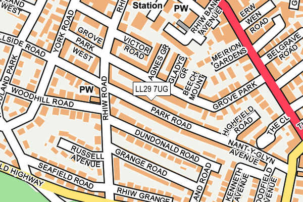 LL29 7UG map - OS OpenMap – Local (Ordnance Survey)
