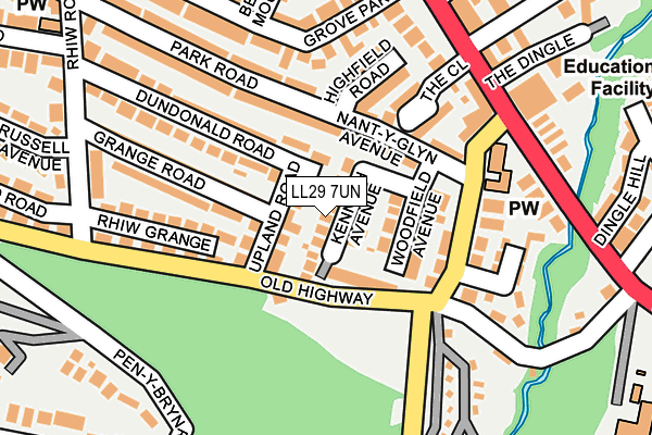 LL29 7UN map - OS OpenMap – Local (Ordnance Survey)