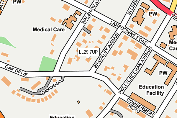 LL29 7UP map - OS OpenMap – Local (Ordnance Survey)