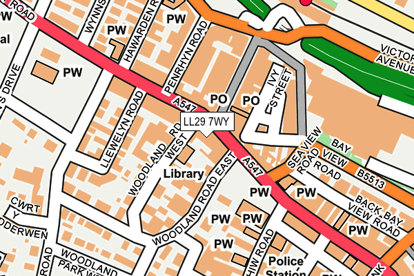 LL29 7WY map - OS OpenMap – Local (Ordnance Survey)