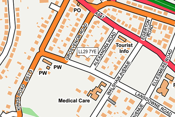 LL29 7YE map - OS OpenMap – Local (Ordnance Survey)
