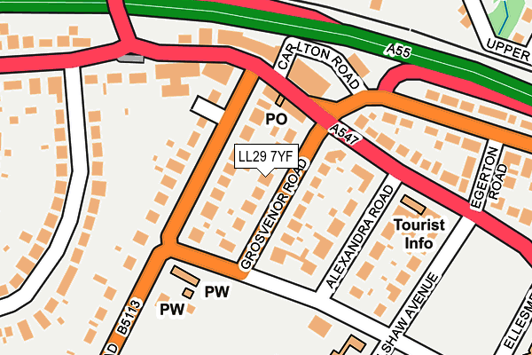 LL29 7YF map - OS OpenMap – Local (Ordnance Survey)