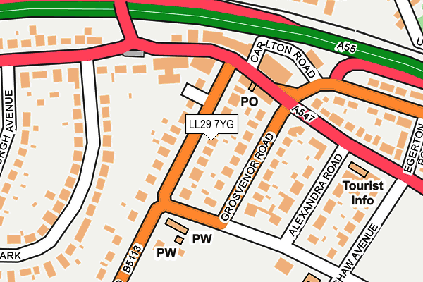 LL29 7YG map - OS OpenMap – Local (Ordnance Survey)
