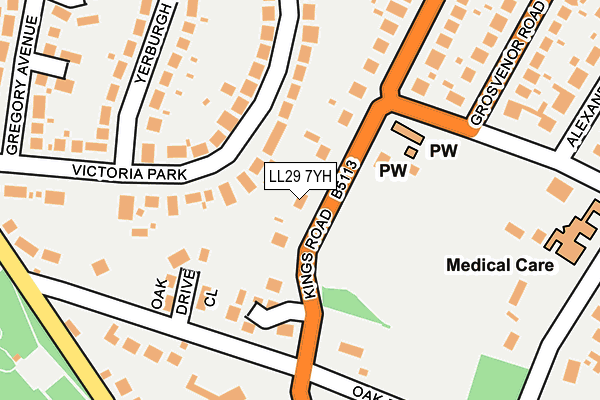 LL29 7YH map - OS OpenMap – Local (Ordnance Survey)