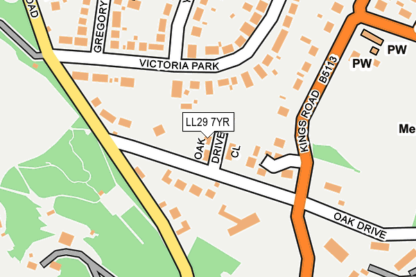 LL29 7YR map - OS OpenMap – Local (Ordnance Survey)