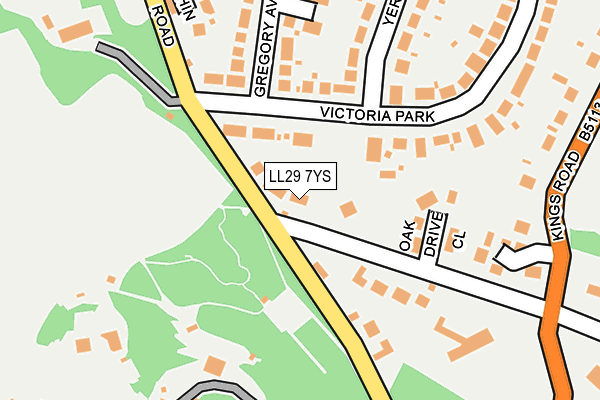 LL29 7YS map - OS OpenMap – Local (Ordnance Survey)