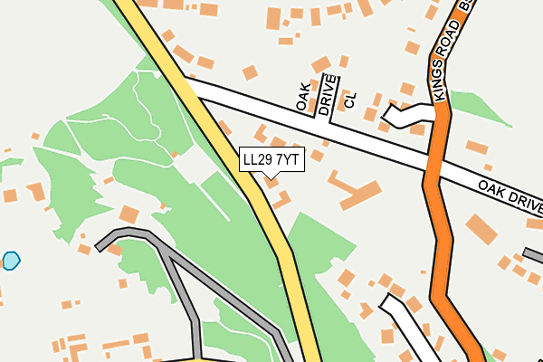 LL29 7YT map - OS OpenMap – Local (Ordnance Survey)