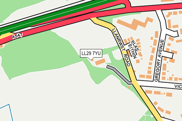 LL29 7YU map - OS OpenMap – Local (Ordnance Survey)