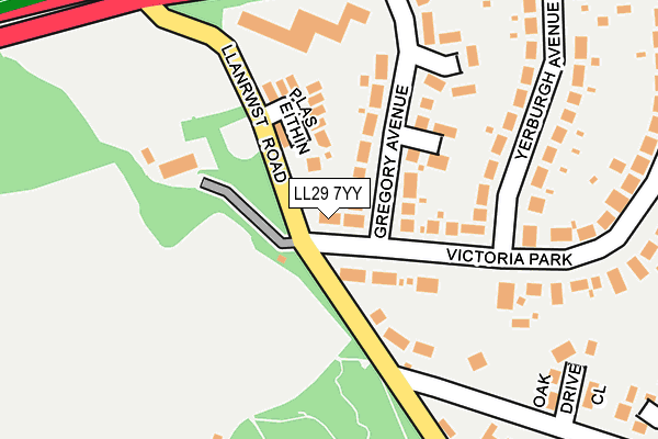 LL29 7YY map - OS OpenMap – Local (Ordnance Survey)