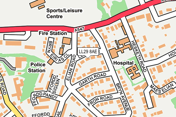 LL29 8AE map - OS OpenMap – Local (Ordnance Survey)