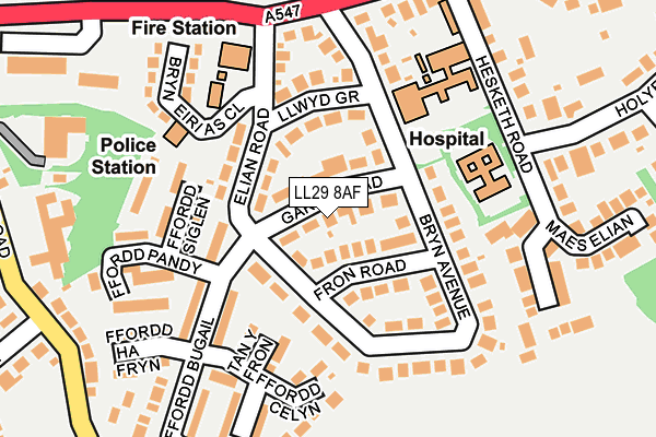LL29 8AF map - OS OpenMap – Local (Ordnance Survey)