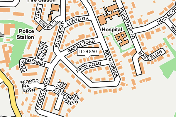 LL29 8AG map - OS OpenMap – Local (Ordnance Survey)