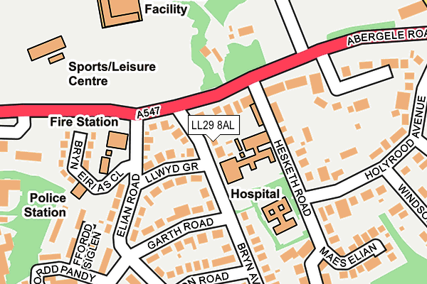 LL29 8AL map - OS OpenMap – Local (Ordnance Survey)