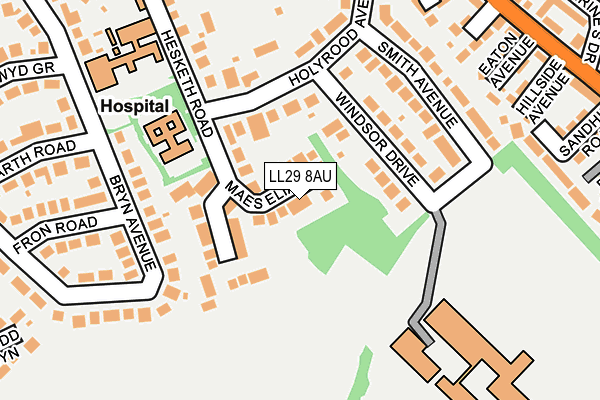 LL29 8AU map - OS OpenMap – Local (Ordnance Survey)