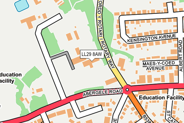 LL29 8AW map - OS OpenMap – Local (Ordnance Survey)