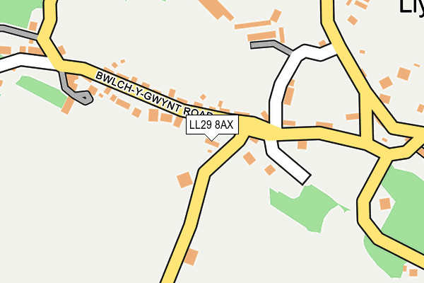 LL29 8AX map - OS OpenMap – Local (Ordnance Survey)