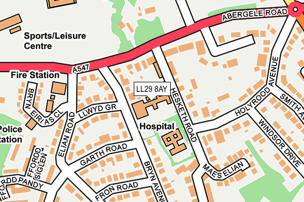 LL29 8AY map - OS OpenMap – Local (Ordnance Survey)