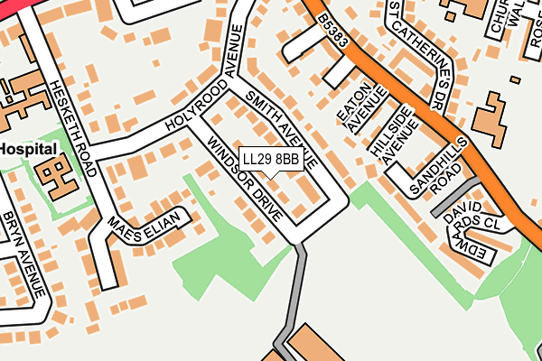 LL29 8BB map - OS OpenMap – Local (Ordnance Survey)