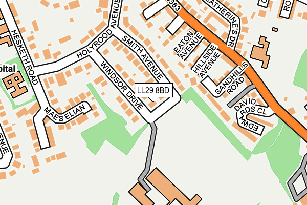 LL29 8BD map - OS OpenMap – Local (Ordnance Survey)