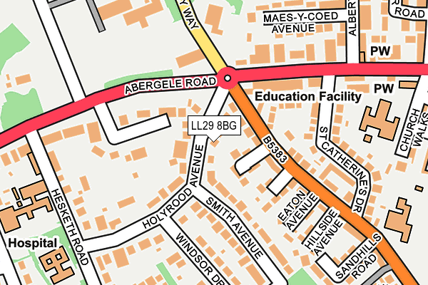 LL29 8BG map - OS OpenMap – Local (Ordnance Survey)
