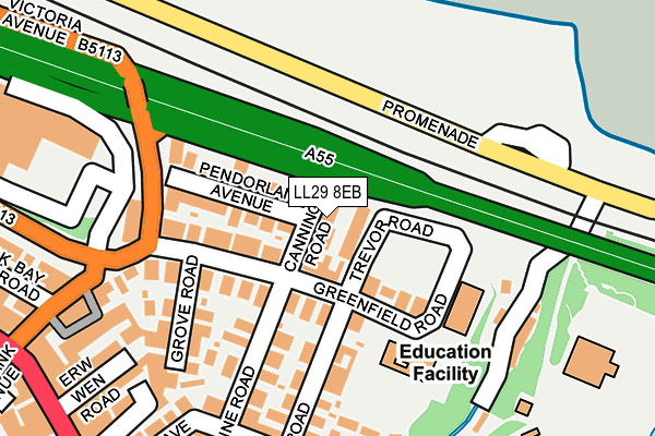 LL29 8EB map - OS OpenMap – Local (Ordnance Survey)