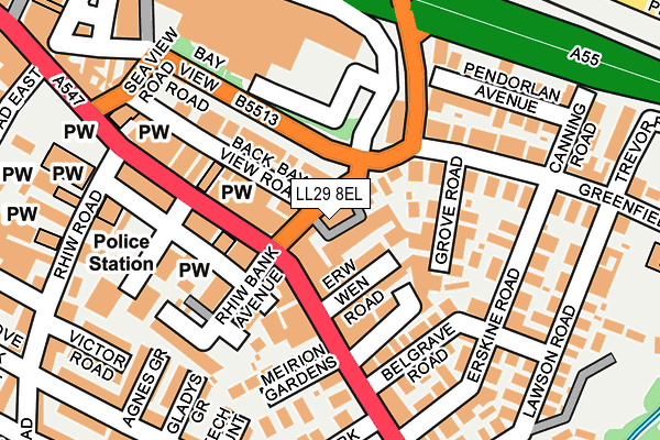 LL29 8EL map - OS OpenMap – Local (Ordnance Survey)