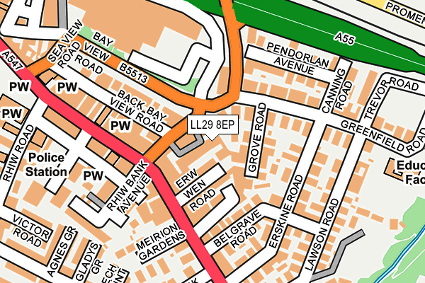 LL29 8EP map - OS OpenMap – Local (Ordnance Survey)