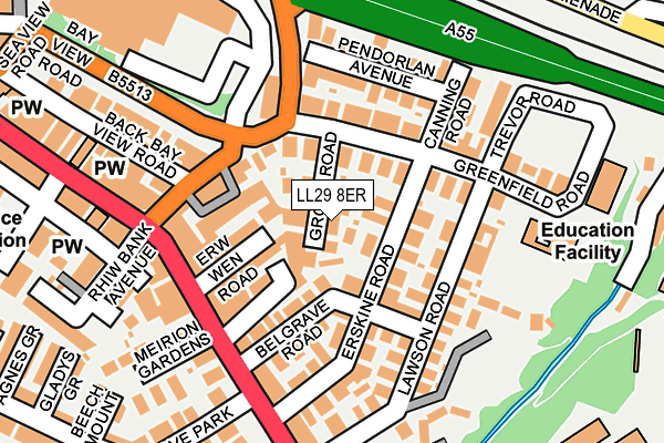 LL29 8ER map - OS OpenMap – Local (Ordnance Survey)
