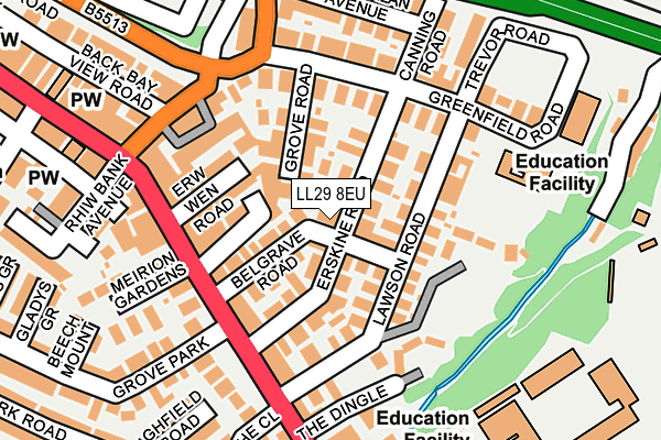 LL29 8EU map - OS OpenMap – Local (Ordnance Survey)