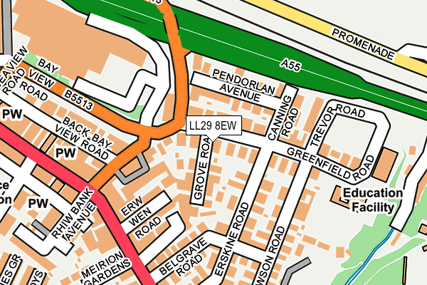 LL29 8EW map - OS OpenMap – Local (Ordnance Survey)