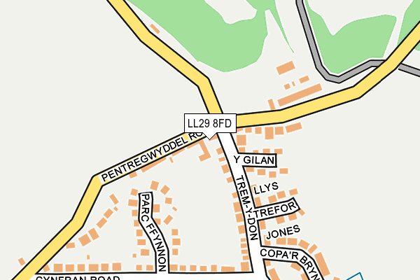 LL29 8FD map - OS OpenMap – Local (Ordnance Survey)
